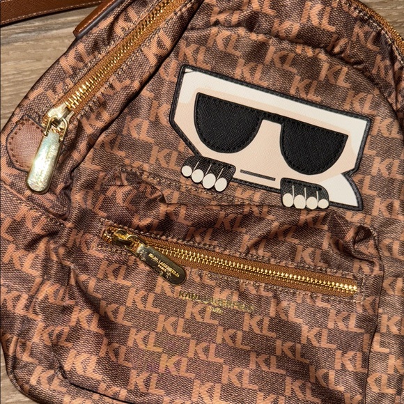 Karl Lagerfeld Brown Monogram Backpack with Iconic Graphic main image 5
